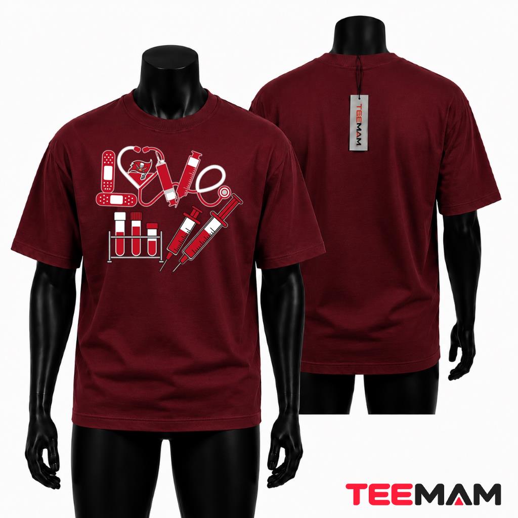 Tampa Bay Buccaneers Love Nurse Stethoscope T-Shirt