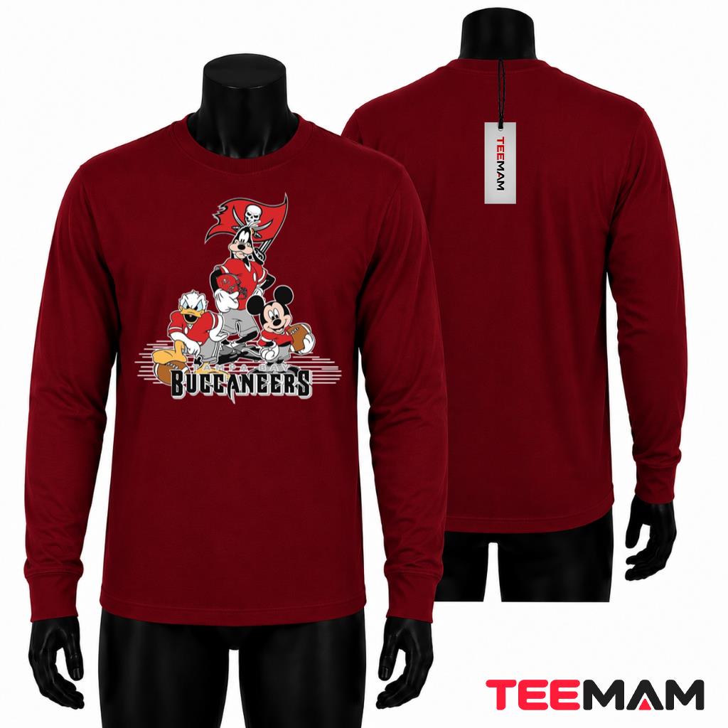 Tampa Bay Buccaneers Mickey Goofy Donald Trio Long Sleeve Tampa Bay Buccaneers Mickey Goofy Donald Trio Long Sleeve