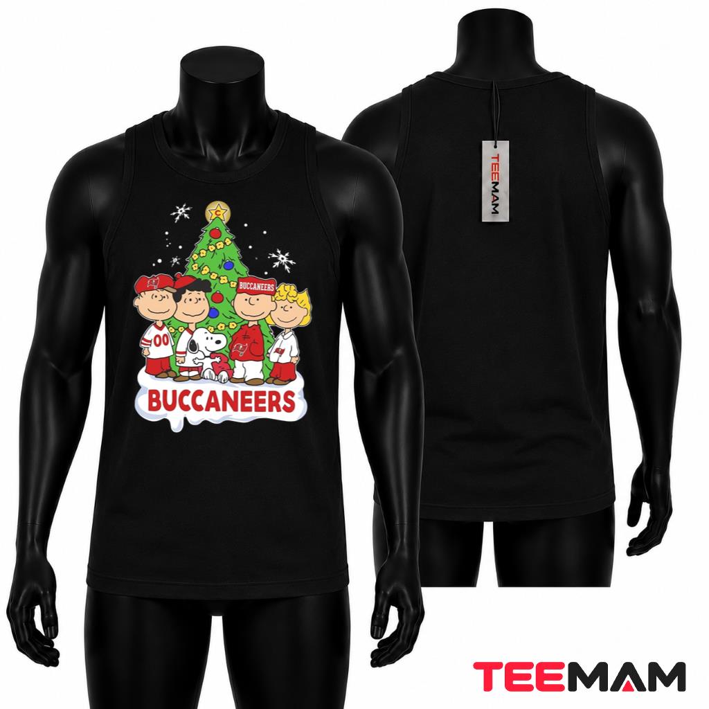 Tampa Bay Buccaneers Peanuts Gang Christmas Tree Tank Top Tampa Bay Buccaneers Peanuts Gang Christmas Tree Tank Top