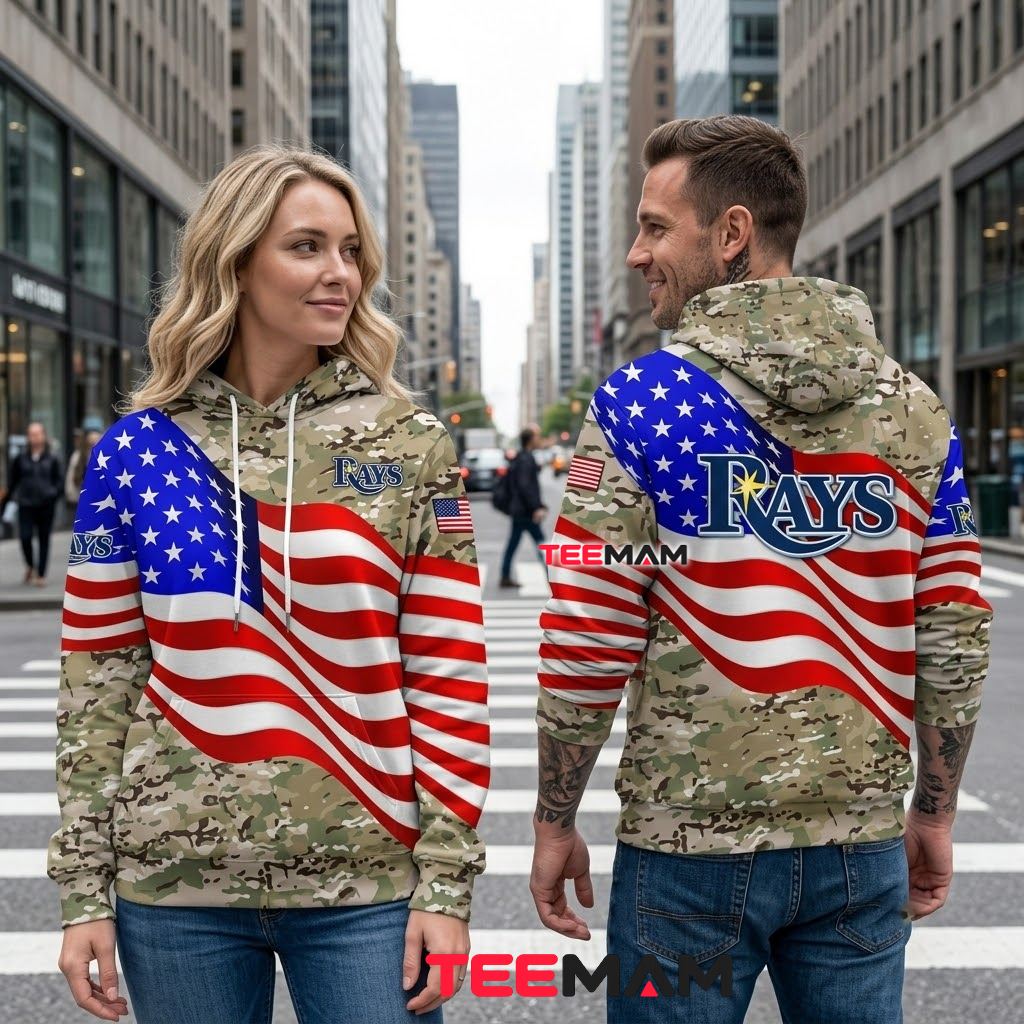 Tampa Bay Rays 3D Hoodie American Flag Camo Back Tampa Bay Rays 3D Hoodie American Flag Camo Back