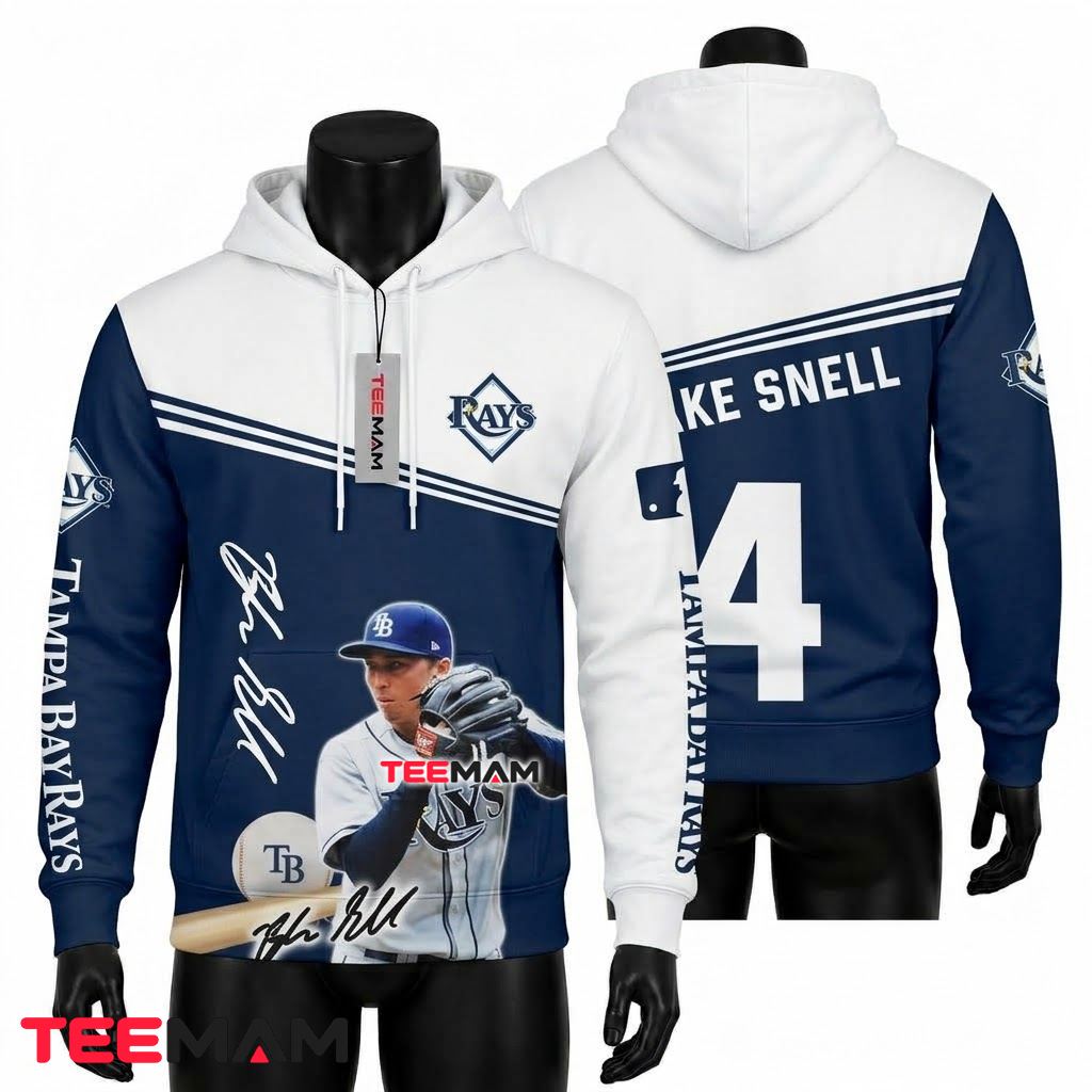 Tampa Bay Rays 3D Hoodie Blake Snell Player Portrait Front