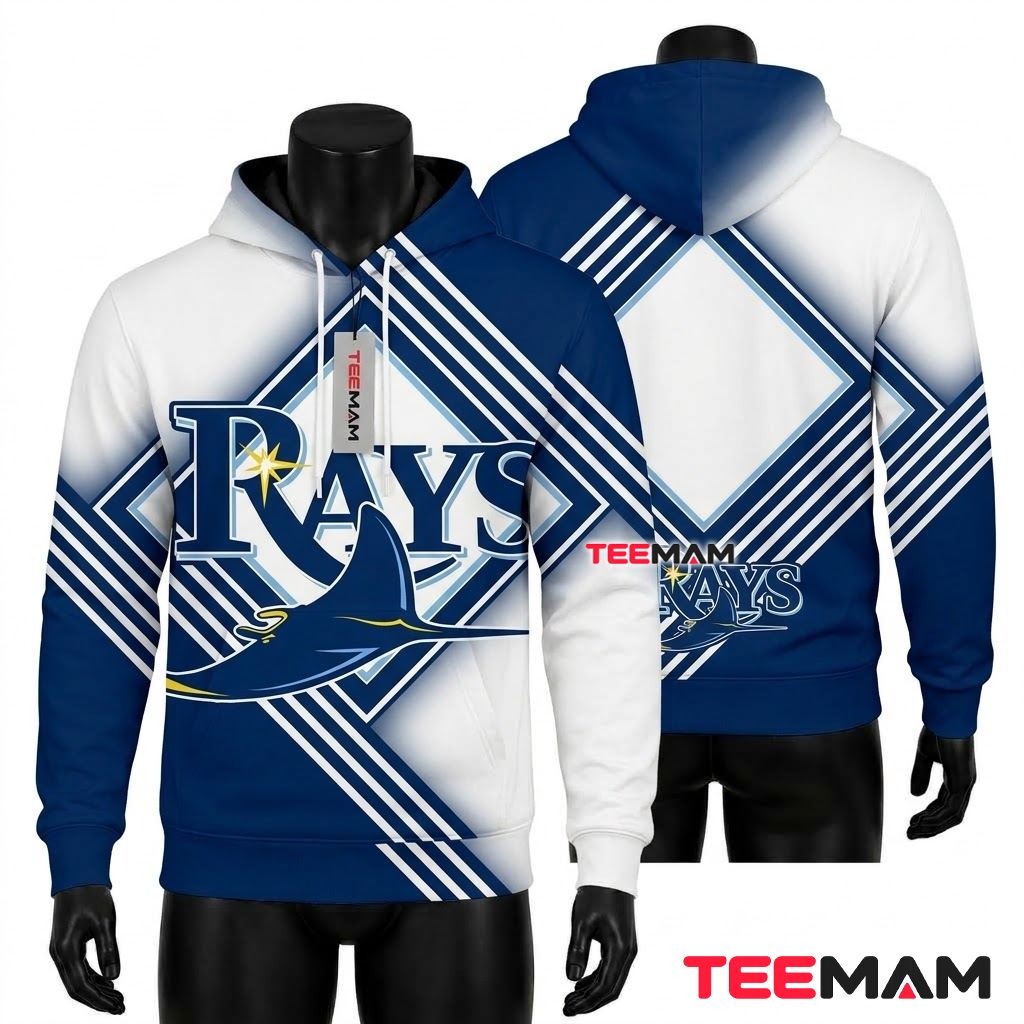 Tampa Bay Rays 3D Hoodie Logo Diagonal Stripe Front