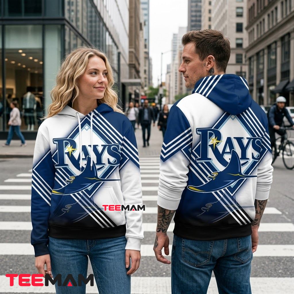 Tampa Bay Rays 3D Hoodie Logo Diagonal Stripe Back Tampa Bay Rays 3D Hoodie Logo Diagonal Stripe Back