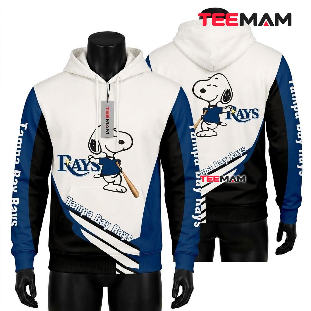 Tampa Bay Rays 3D Hoodie Snoopy Baseball Player Design Front