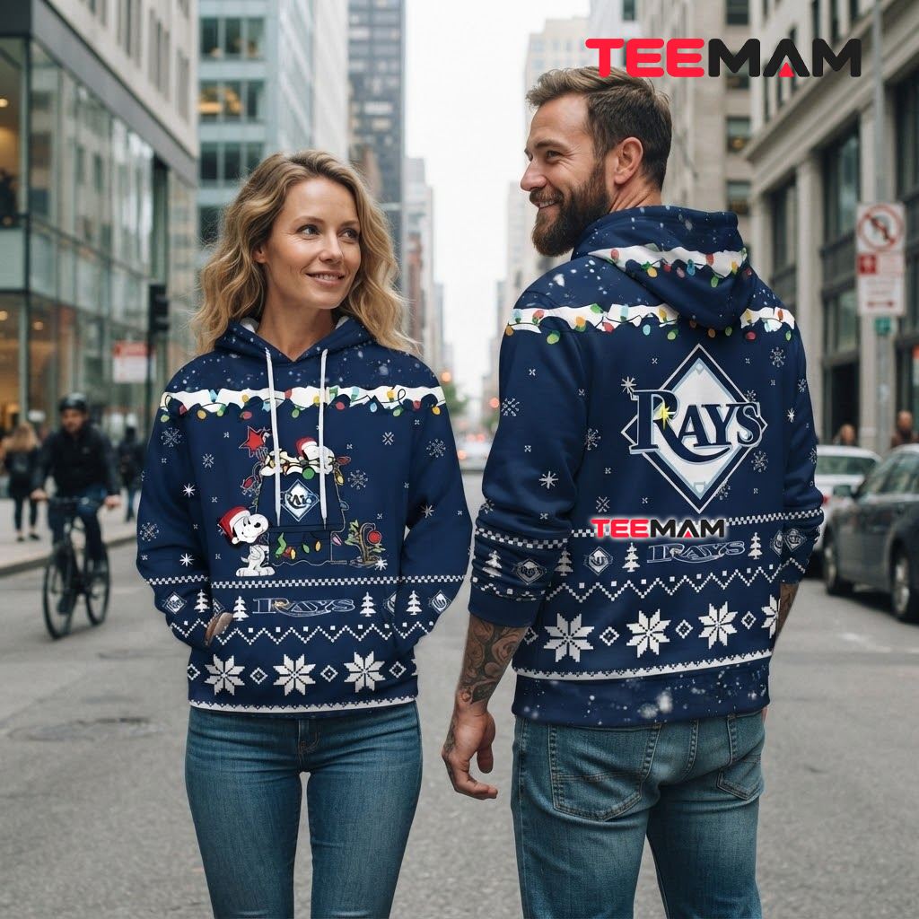 Tampa Bay Rays 3D Hoodie Snoopy Christmas Lights Back Tampa Bay Rays 3D Hoodie Snoopy Christmas Lights Back