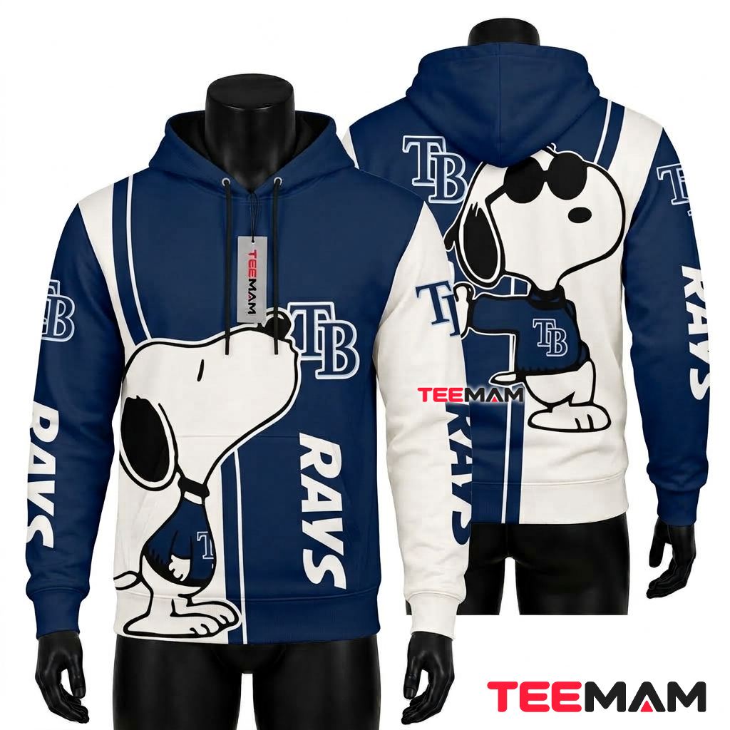 Tampa Bay Rays 3D Hoodie Snoopy Cool Pose Design Front
