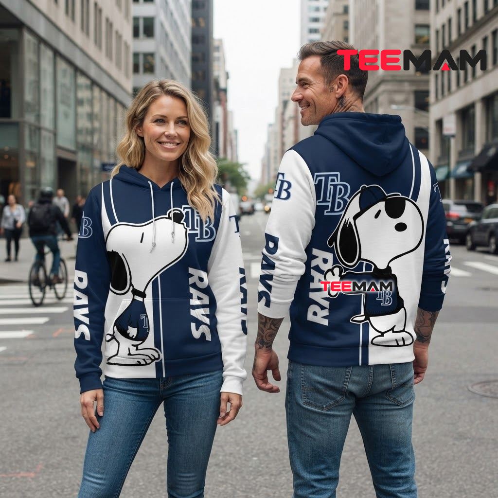 Tampa Bay Rays 3D Hoodie Snoopy Cool Pose Design Back Tampa Bay Rays 3D Hoodie Snoopy Cool Pose Design Back