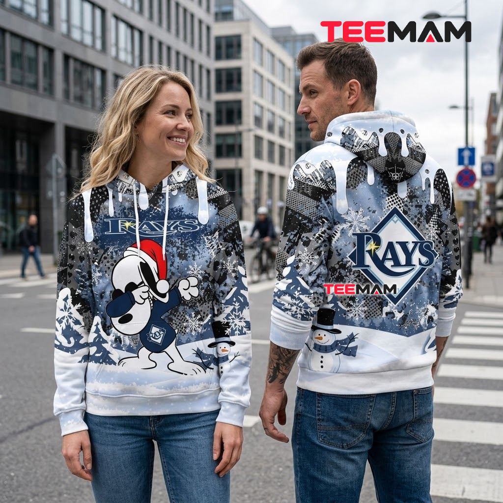 Tampa Bay Rays 3D Hoodie Snoopy Dabbing Winter Snowman Back Tampa Bay Rays 3D Hoodie Snoopy Dabbing Winter Snowman Back