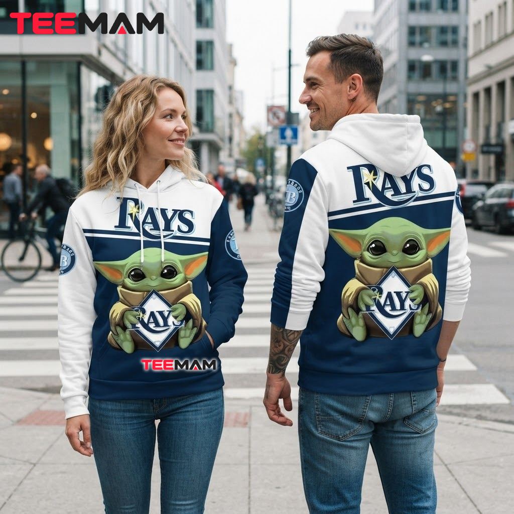 Tampa Bay Rays All Over Print 3D Hoodie Baby Yoda Hug Logo Back Tampa Bay Rays All Over Print 3D Hoodie Baby Yoda Hug Logo Back