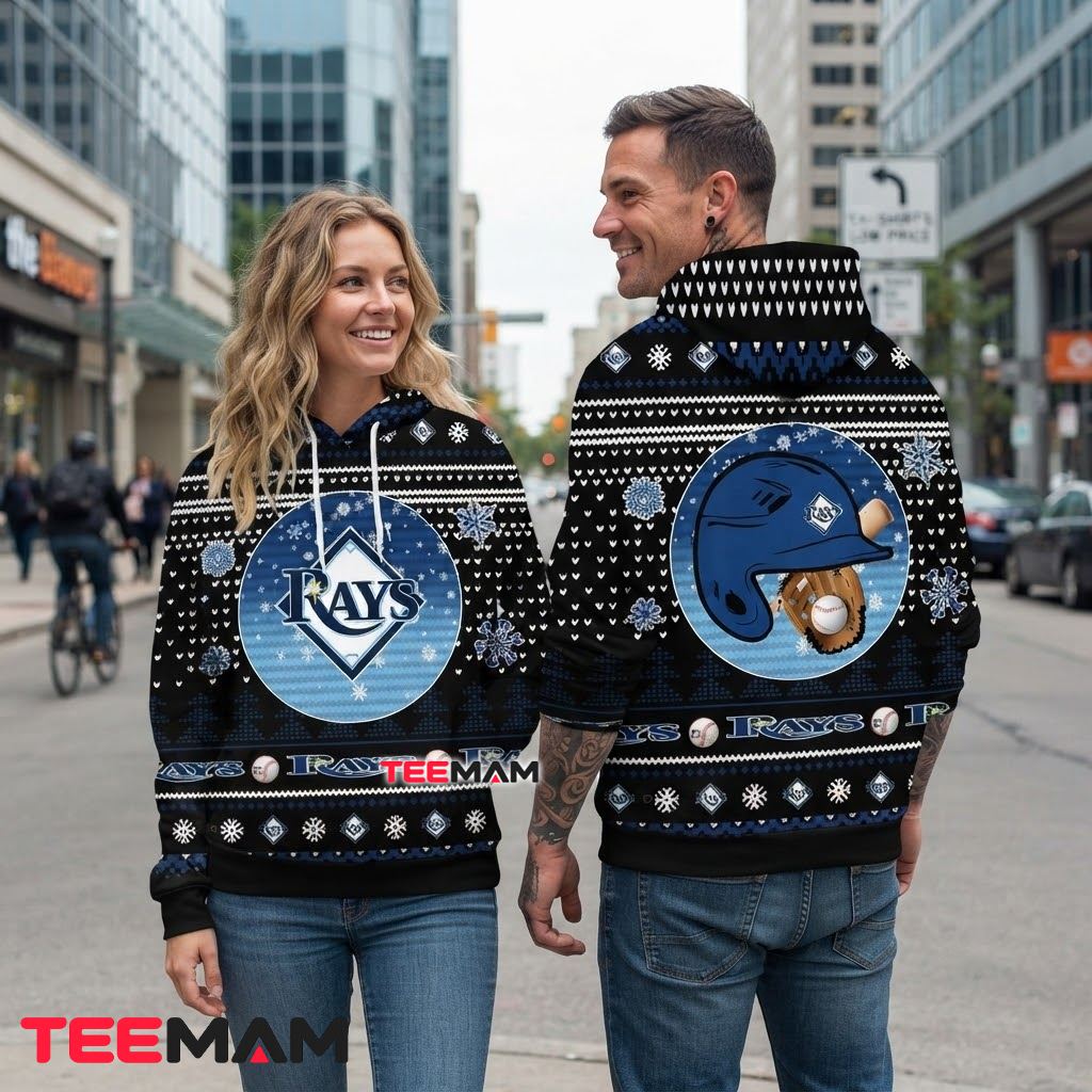 Tampa Bay Rays All Over Print 3D Hoodie Batting Helmet Snowflake Back Tampa Bay Rays All Over Print 3D Hoodie Batting Helmet Snowflake Back