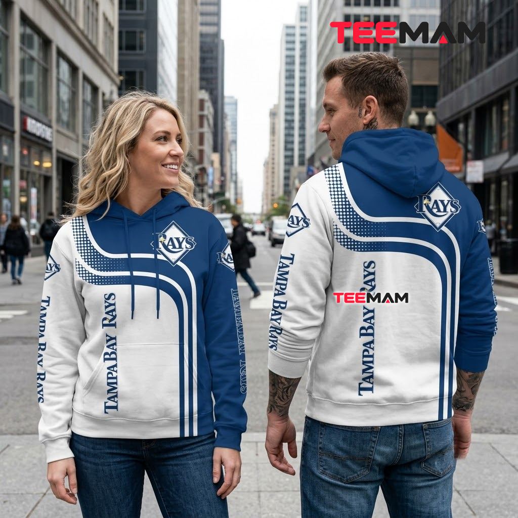 Tampa Bay Rays All Over Print 3D Hoodie Blue White Curve Stripe Back Tampa Bay Rays All Over Print 3D Hoodie Blue White Curve Stripe Back