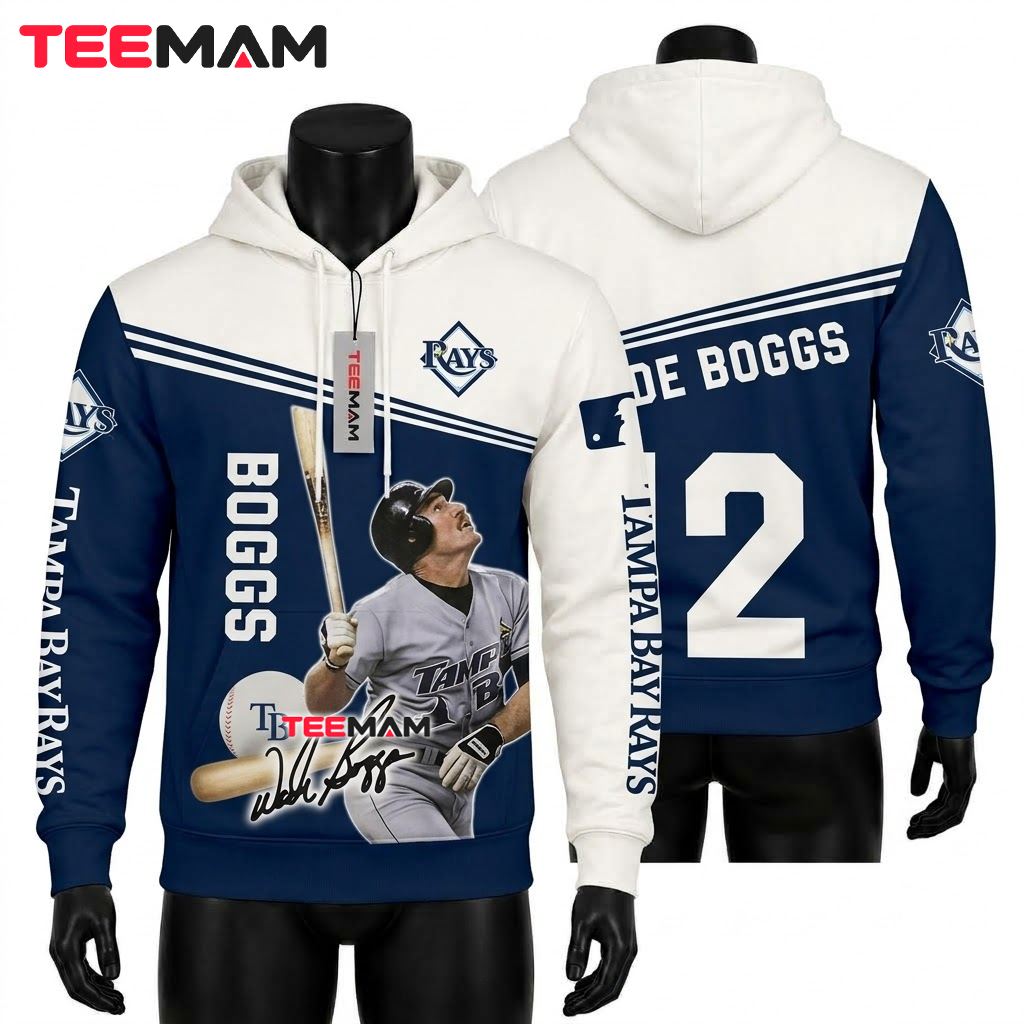 Tampa Bay Rays All Over Print 3D Hoodie Wade Boggs Player Portrait Front