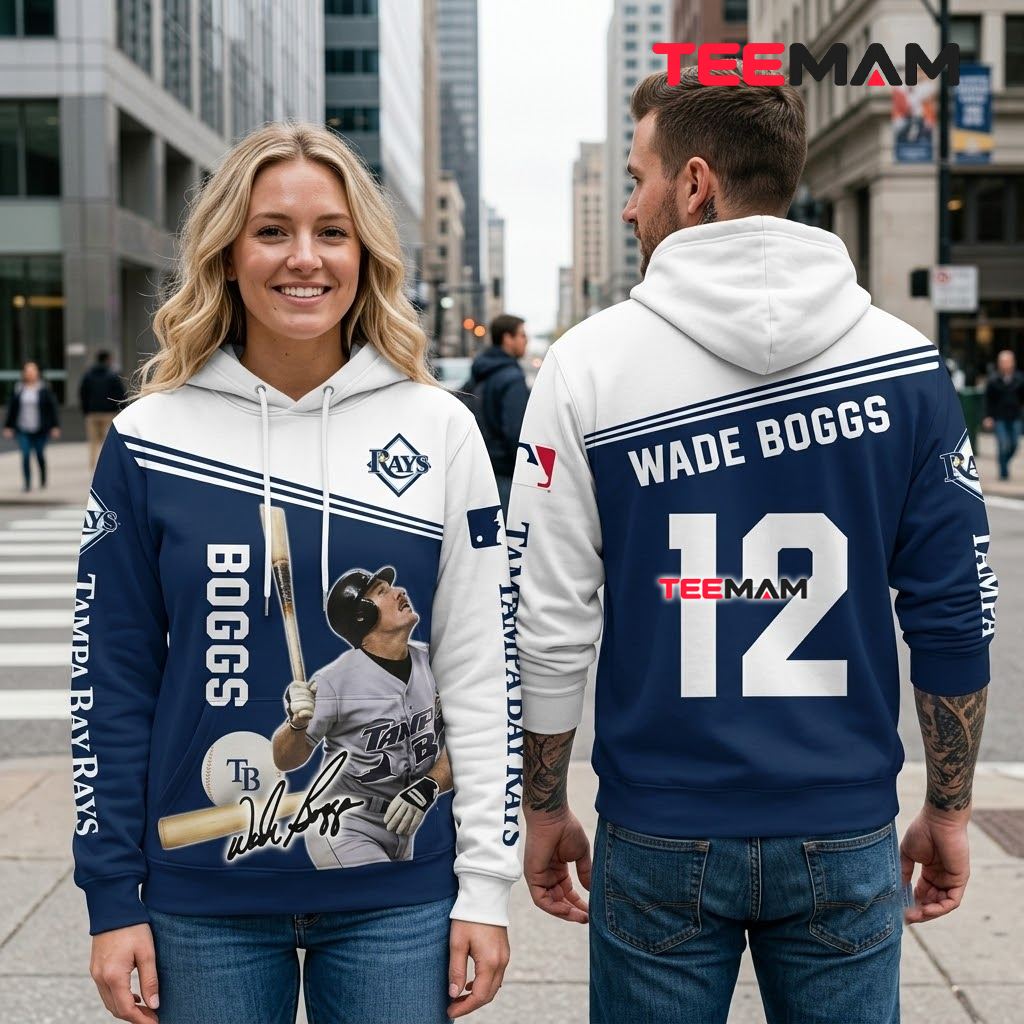 Tampa Bay Rays All Over Print 3D Hoodie Wade Boggs Player Portrait Back Tampa Bay Rays All Over Print 3D Hoodie Wade Boggs Player Portrait Back
