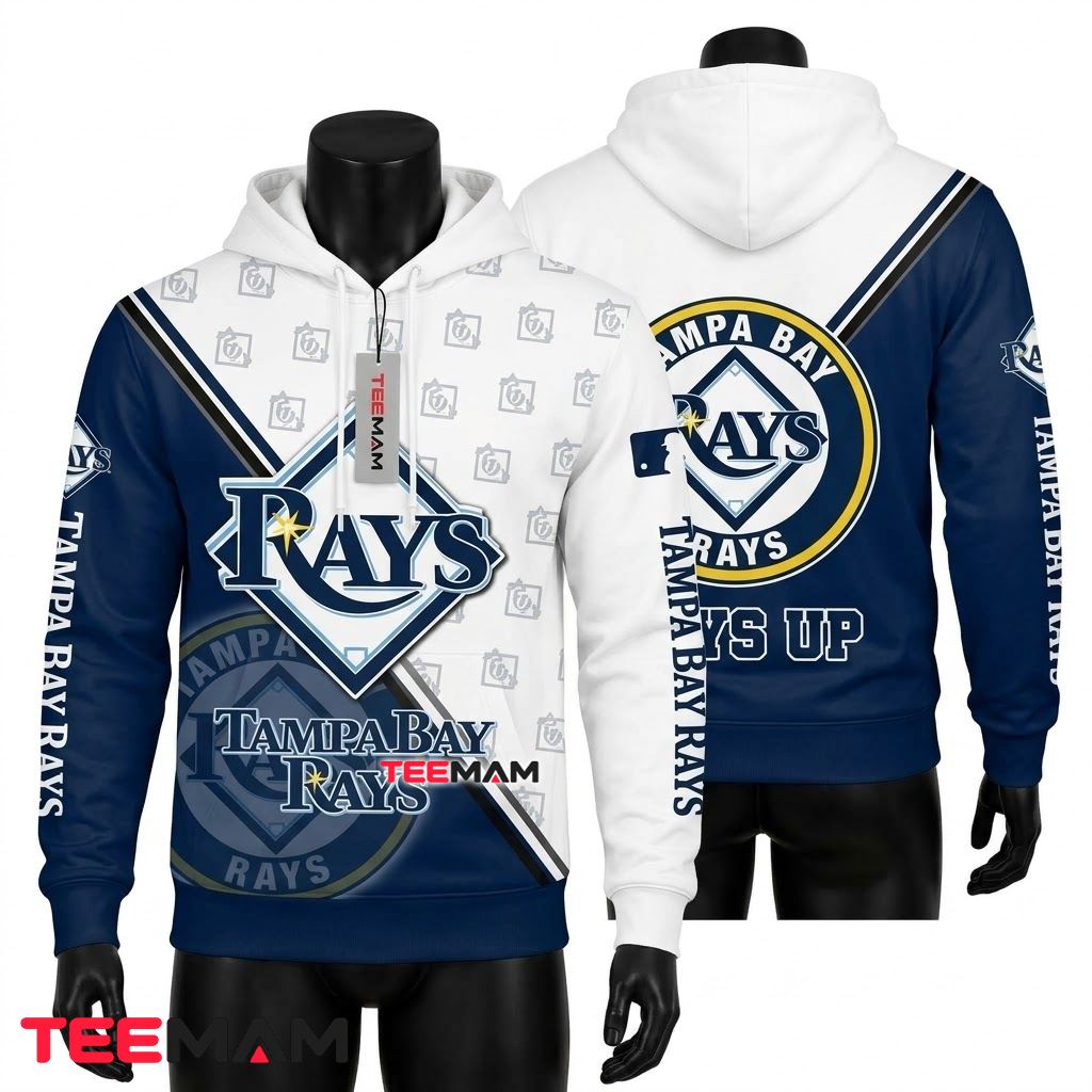 Tampa Bay Rays All Over Print 3D Hoodie White Logo Rays Up Front