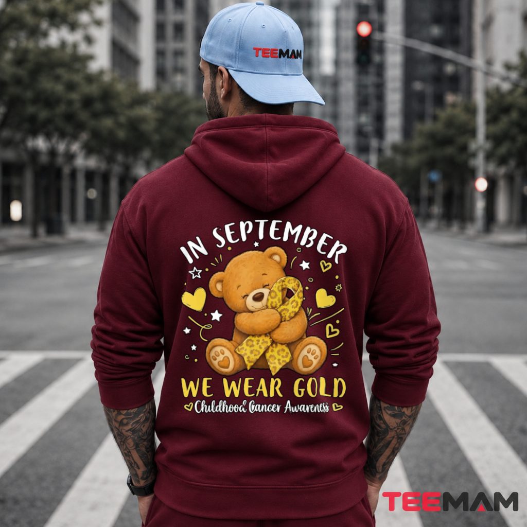 Teddy Bear Leopard Gold Ribbon September Hoodie Teddy Bear Leopard Gold Ribbon September Hoodie