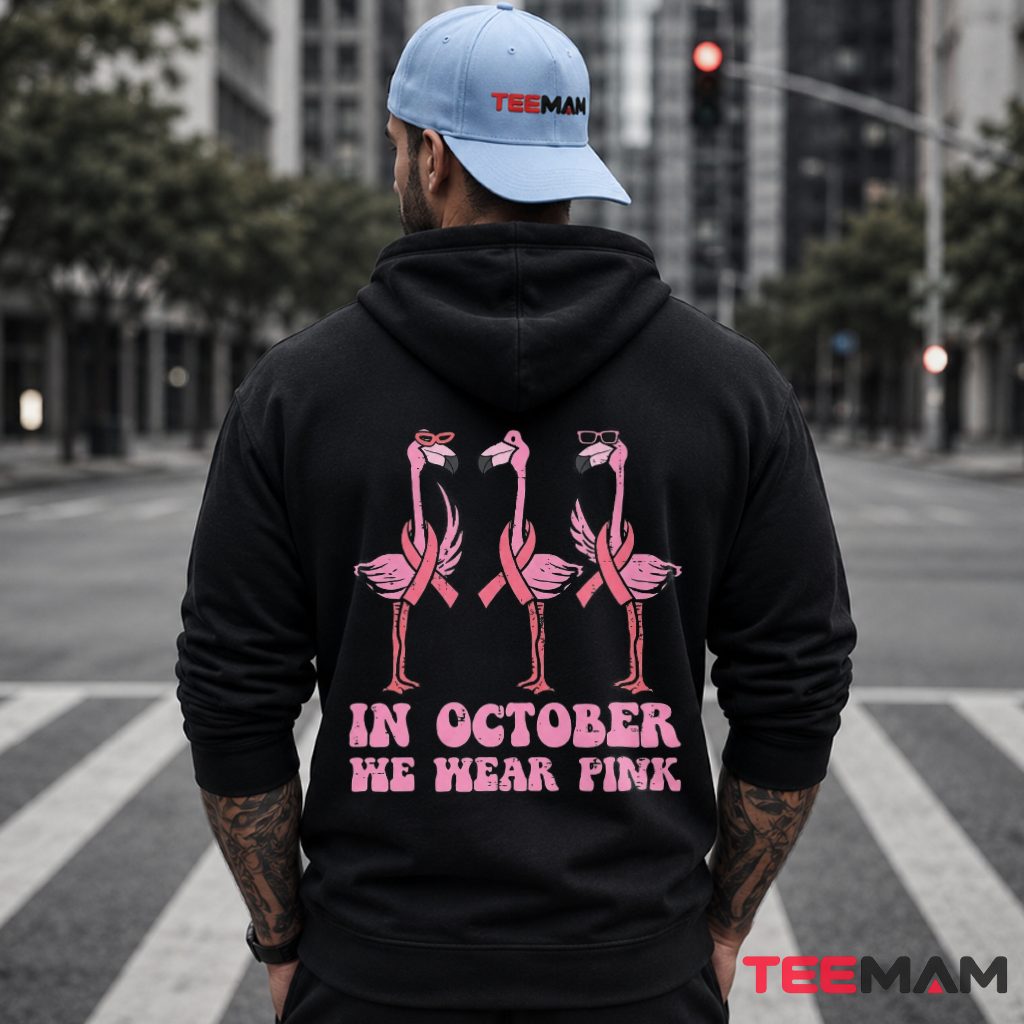 Three Flamingos Sunglasses October Pink Hoodie Three Flamingos Sunglasses October Pink Hoodie