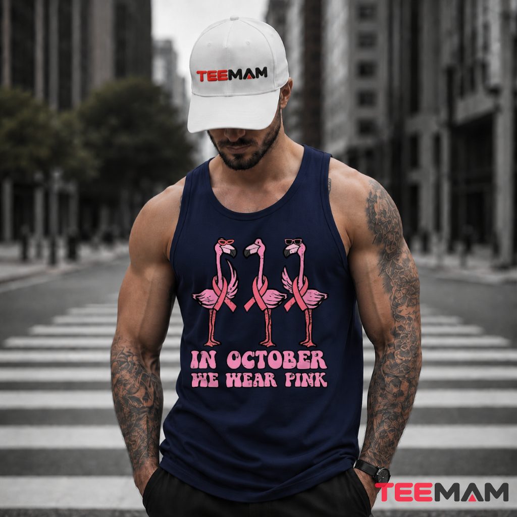 Three Flamingos Sunglasses October Pink Tank Top Three Flamingos Sunglasses October Pink Tank Top