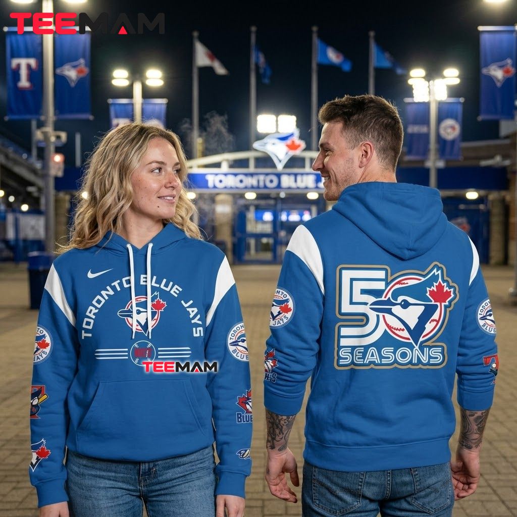 Toronto Blue Jays 3D Hoodie 50th Anniversary Seasons Back Toronto Blue Jays 3D Hoodie 50th Anniversary Seasons Back