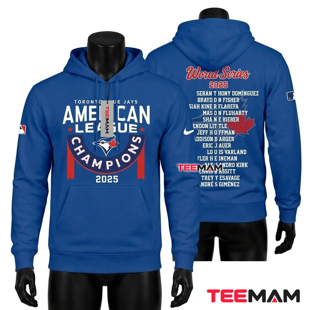 Toronto Blue Jays 3D Hoodie American League Champions Roster Front
