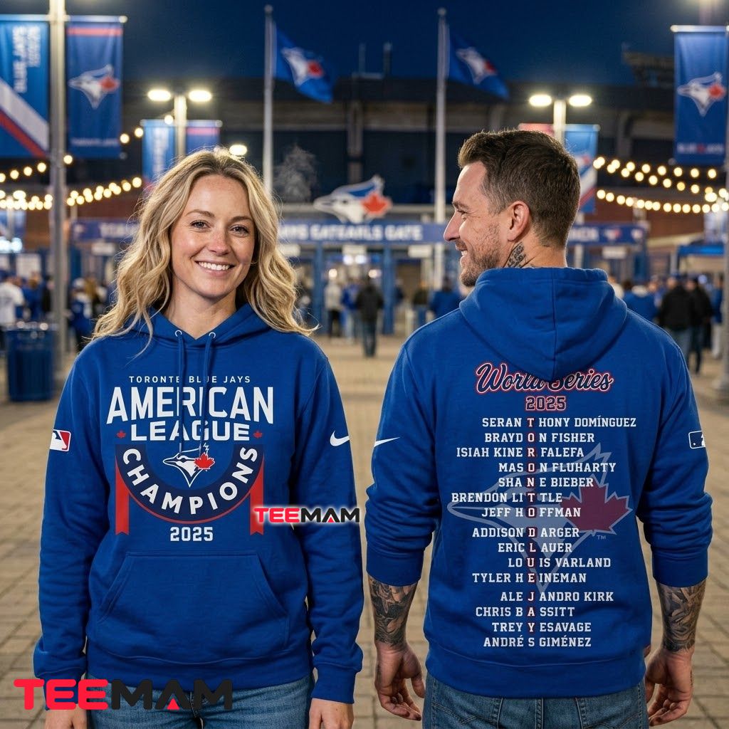 Toronto Blue Jays 3D Hoodie American League Champions Roster Back Toronto Blue Jays 3D Hoodie American League Champions Roster Back