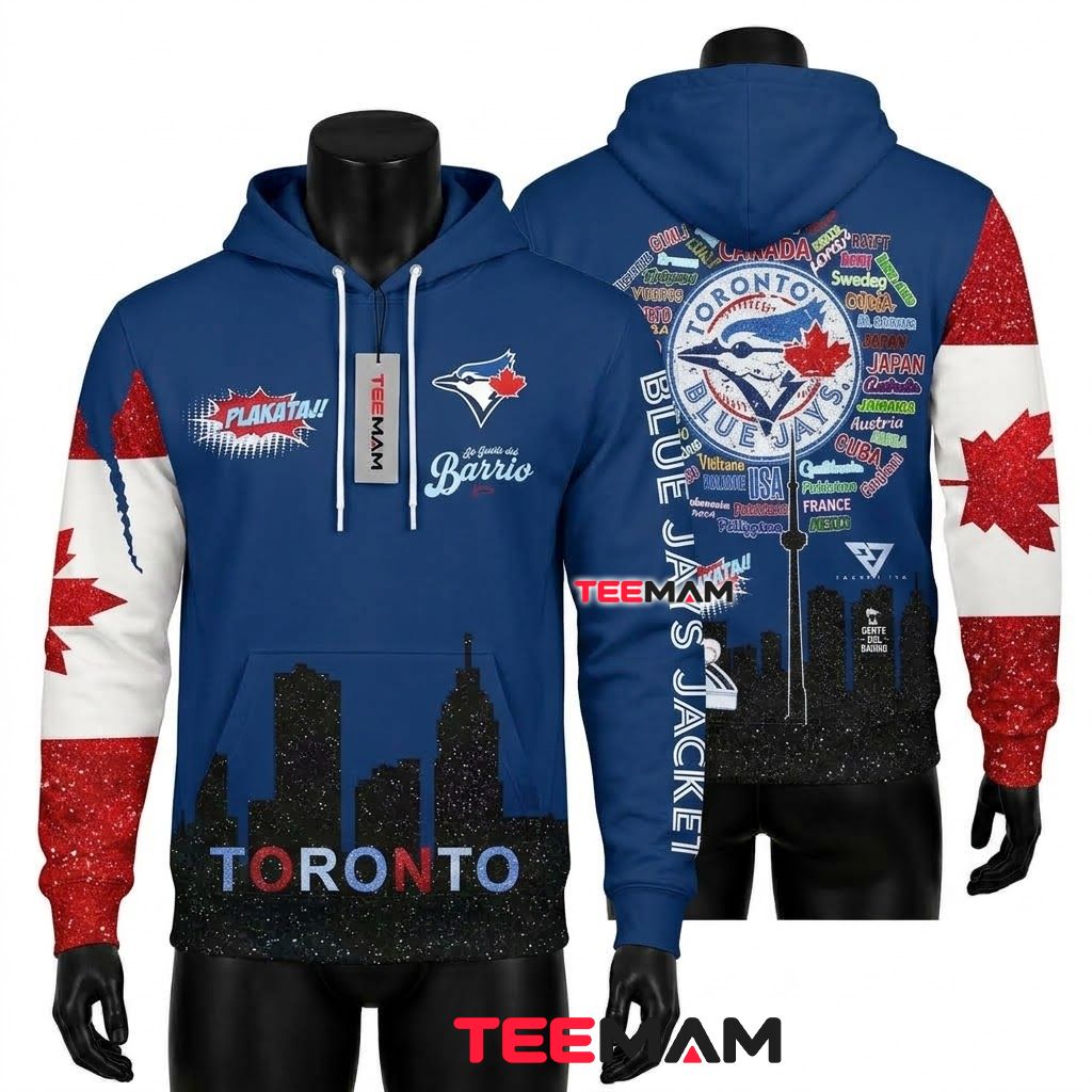 Toronto Blue Jays 3D Hoodie Plakata International Skyline Front