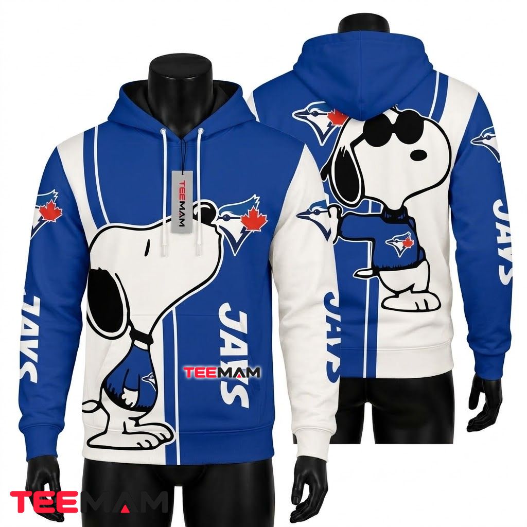 Toronto Blue Jays All Over Print 3D Hoodie Snoopy Split Design Front