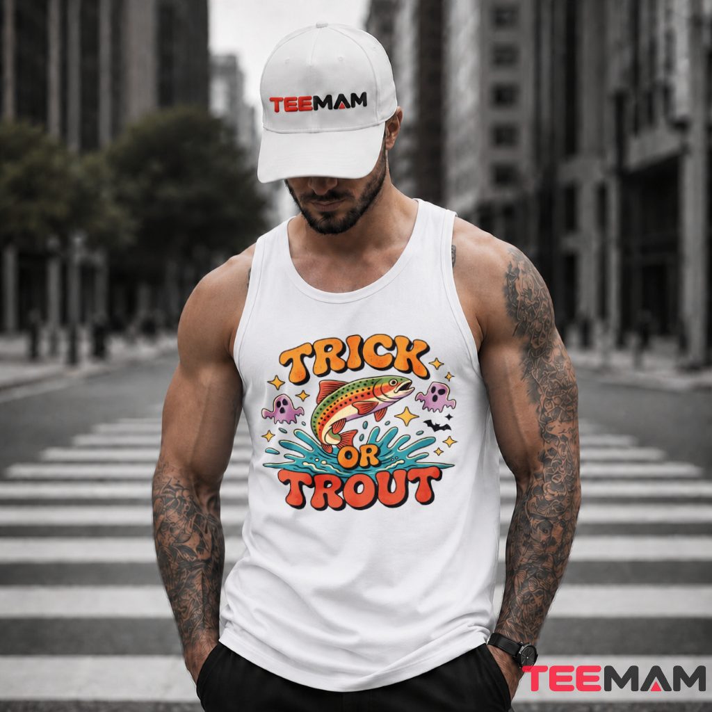 Trick Or Trout Fishing Halloween Tank Top Trick Or Trout Fishing Halloween Tank Top