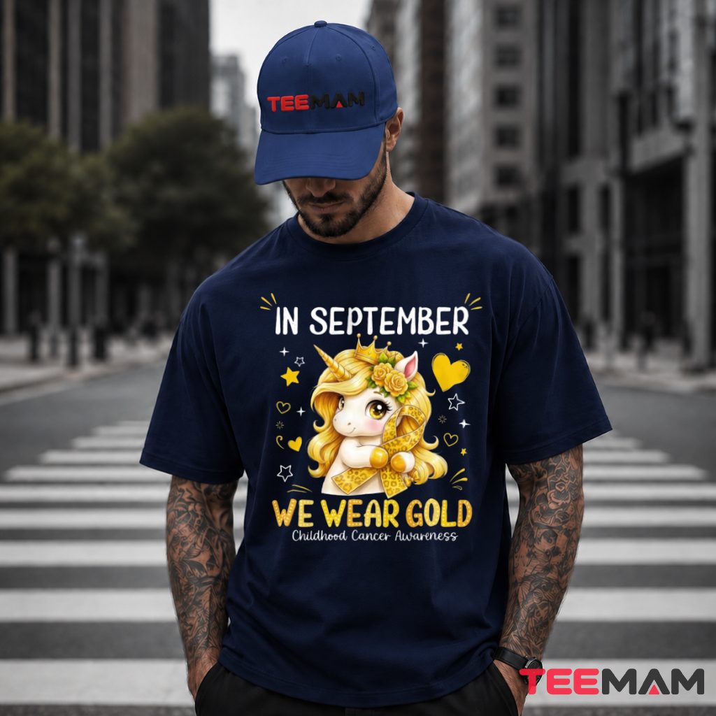 Unicorn Crown Floral September Gold Ribbon T-Shirt