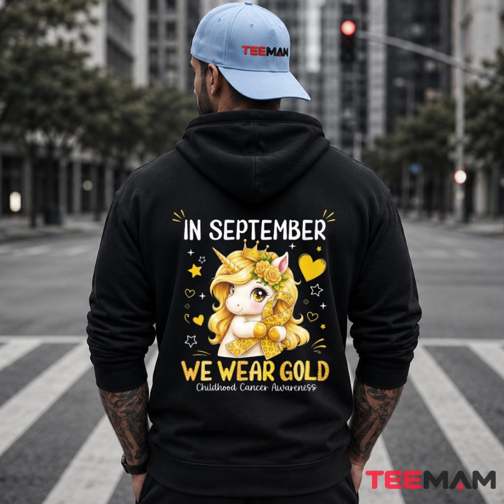 Unicorn Crown Floral September Gold Ribbon Hoodie Unicorn Crown Floral September Gold Ribbon Hoodie