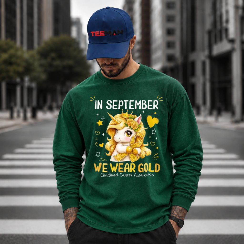 Unicorn Crown Floral September Gold Ribbon Long Sleeve Unicorn Crown Floral September Gold Ribbon Long Sleeve