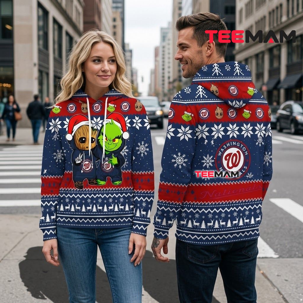 Washington Nationals 3D Hoodie Baby Groot Grinch Christmas Back Washington Nationals 3D Hoodie Baby Groot Grinch Christmas Back
