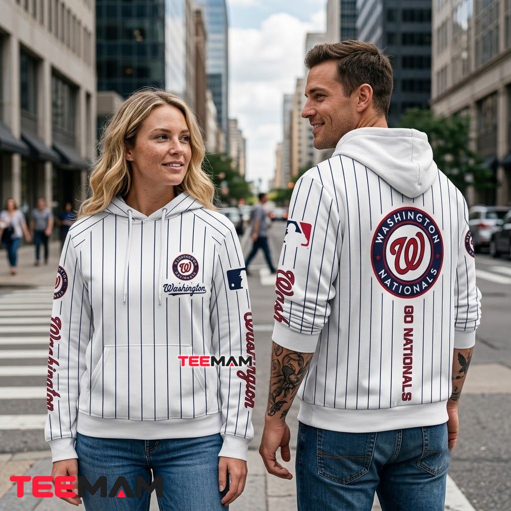 Washington Nationals 3D Hoodie Pinstripe Jersey Go Nationals Back Washington Nationals 3D Hoodie Pinstripe Jersey Go Nationals Back
