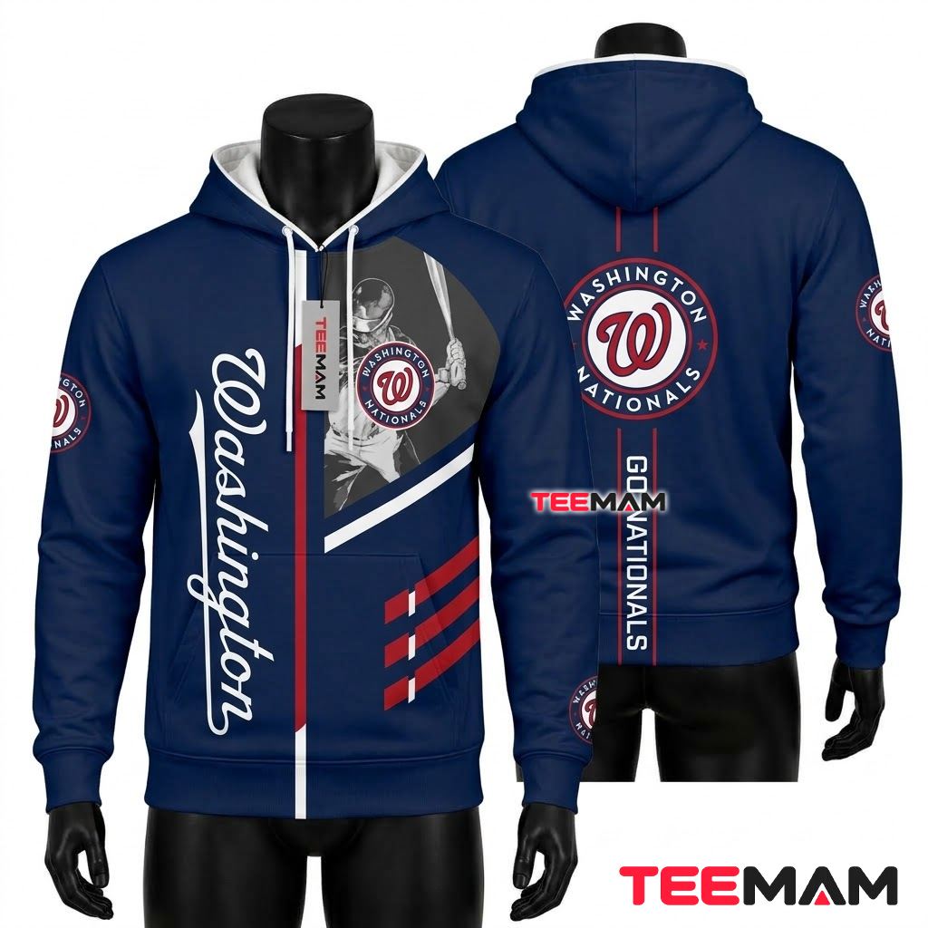 Washington Nationals 3D Hoodie Player Photo Go Nationals Front