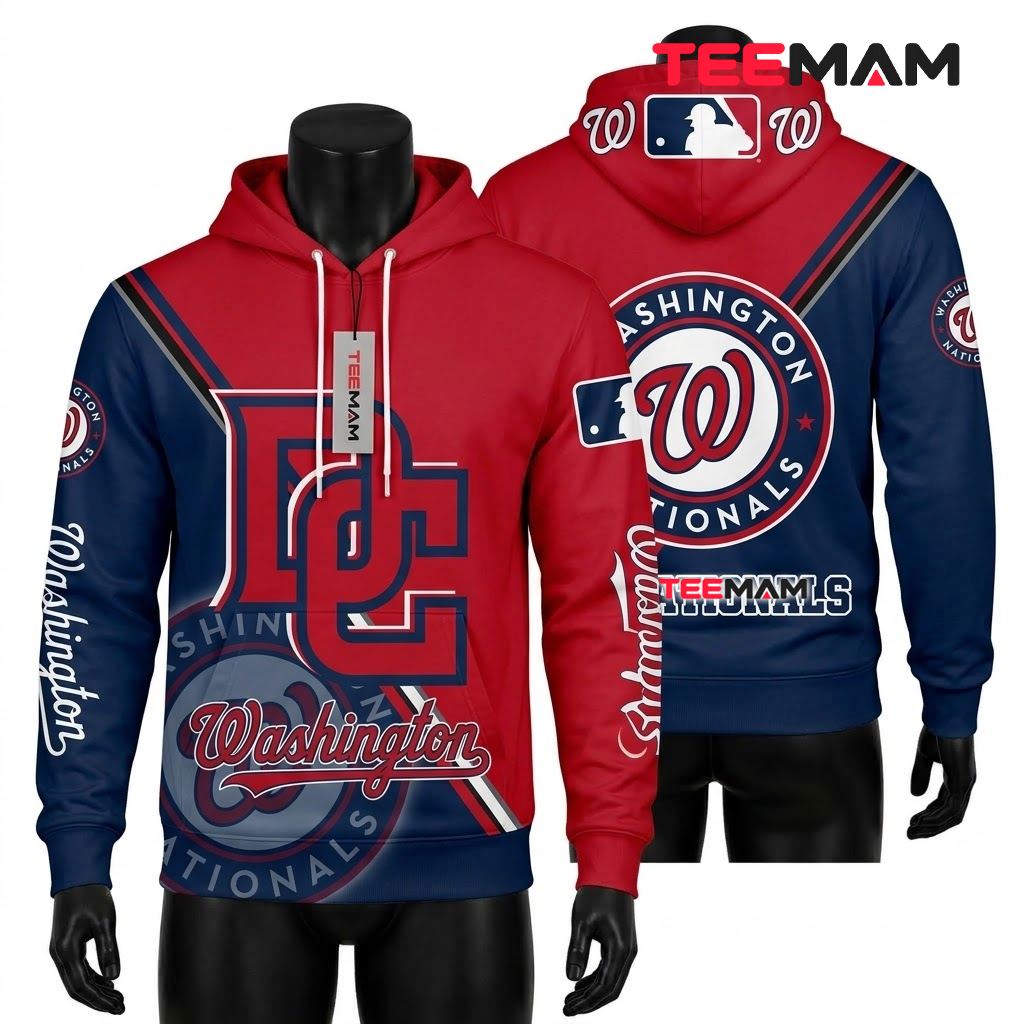 Washington Nationals All Over Print 3D Hoodie DC Logo Patriotic Front