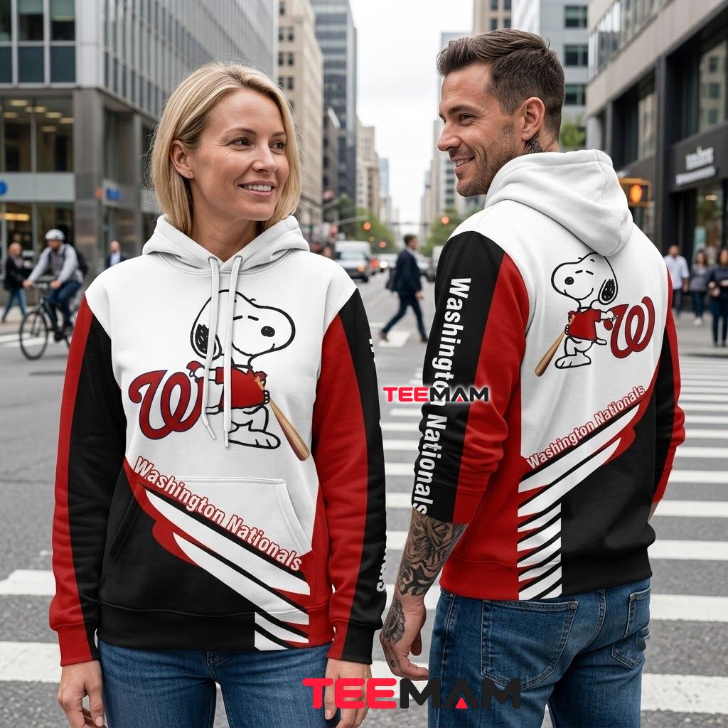 Washington Nationals All Over Print 3D Hoodie Snoopy Baseball Player Back Washington Nationals All Over Print 3D Hoodie Snoopy Baseball Player Back