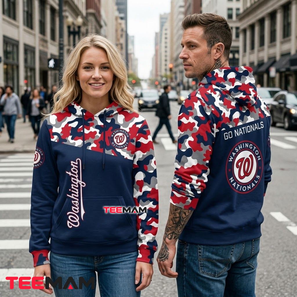 Washington Nationals All Over Print 3D Hoodie Team Color Camouflage Back Washington Nationals All Over Print 3D Hoodie Team Color Camouflage Back