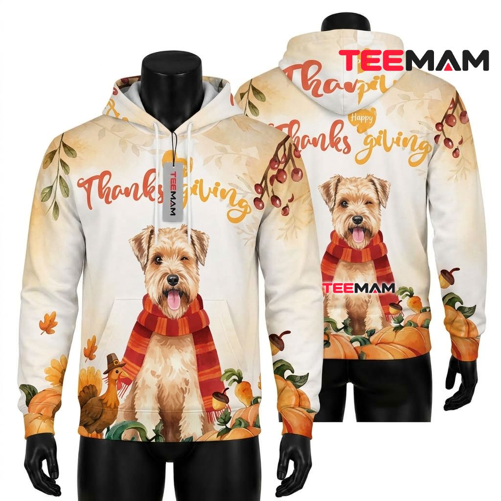 Wheaten Terrier Thanksgiving 3D Hoodie Happy Thanksgiving Front