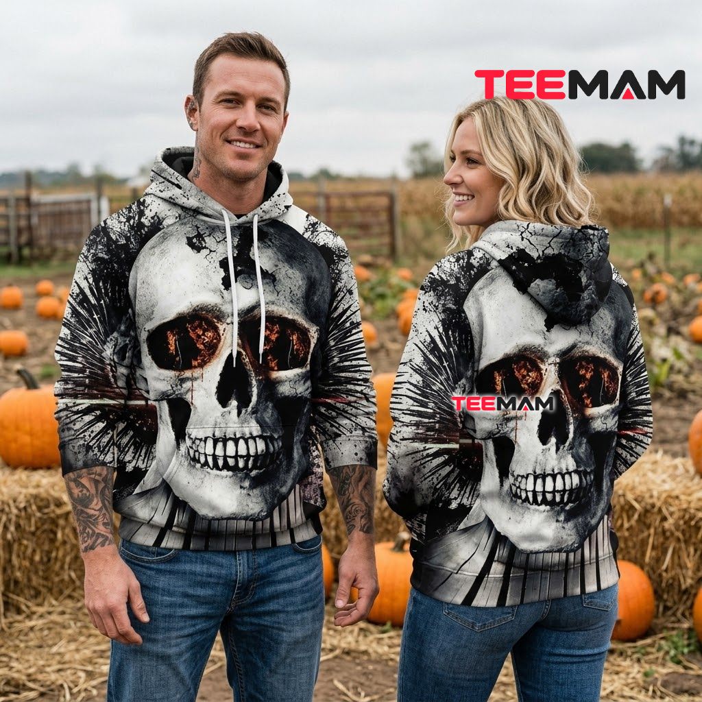 White Fire Eyes Skull 3D Hoodie Back White Fire Eyes Skull 3D Hoodie Back