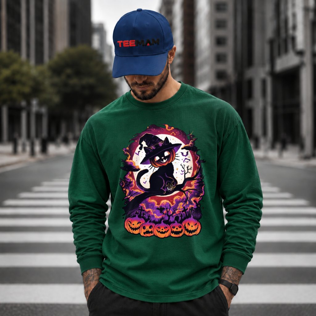 Witch Cat Pumpkin Halloween Long Sleeve Witch Cat Pumpkin Halloween Long Sleeve