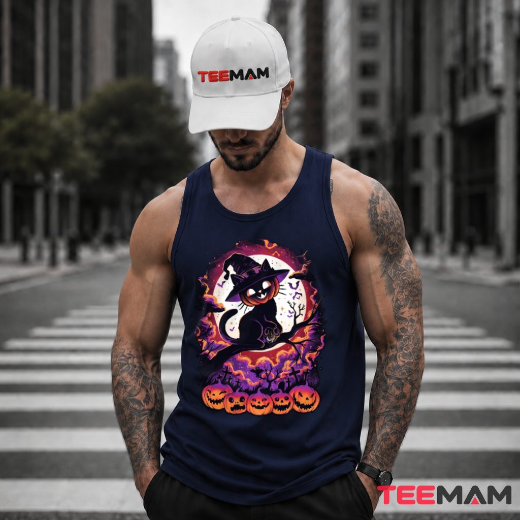 Witch Cat Pumpkin Halloween Tank Top Witch Cat Pumpkin Halloween Tank Top