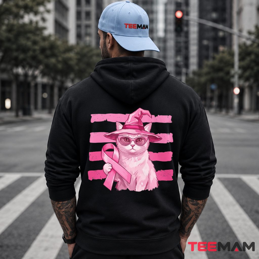 Witch Cat Sunglasses Pink Ribbon Awareness Hoodie Witch Cat Sunglasses Pink Ribbon Awareness Hoodie