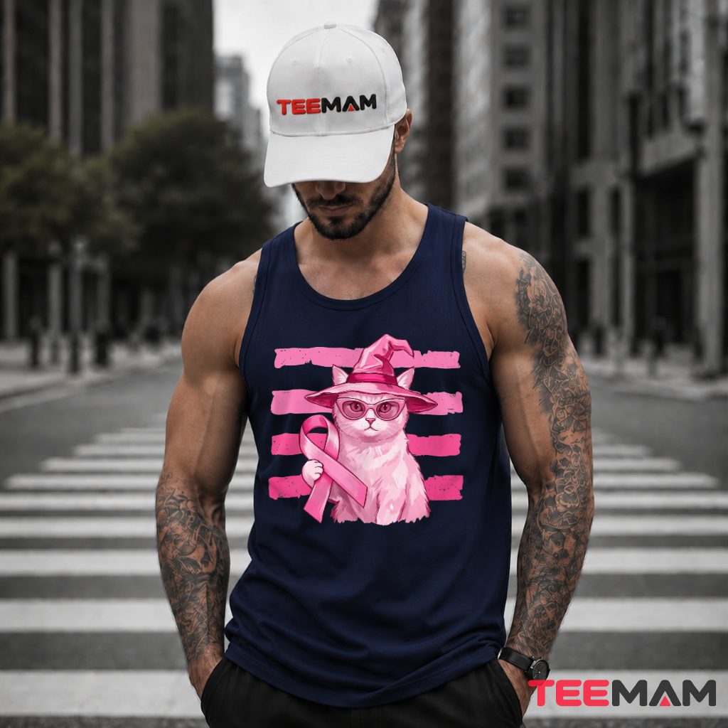 Witch Cat Sunglasses Pink Ribbon Awareness Tank Top Witch Cat Sunglasses Pink Ribbon Awareness Tank Top