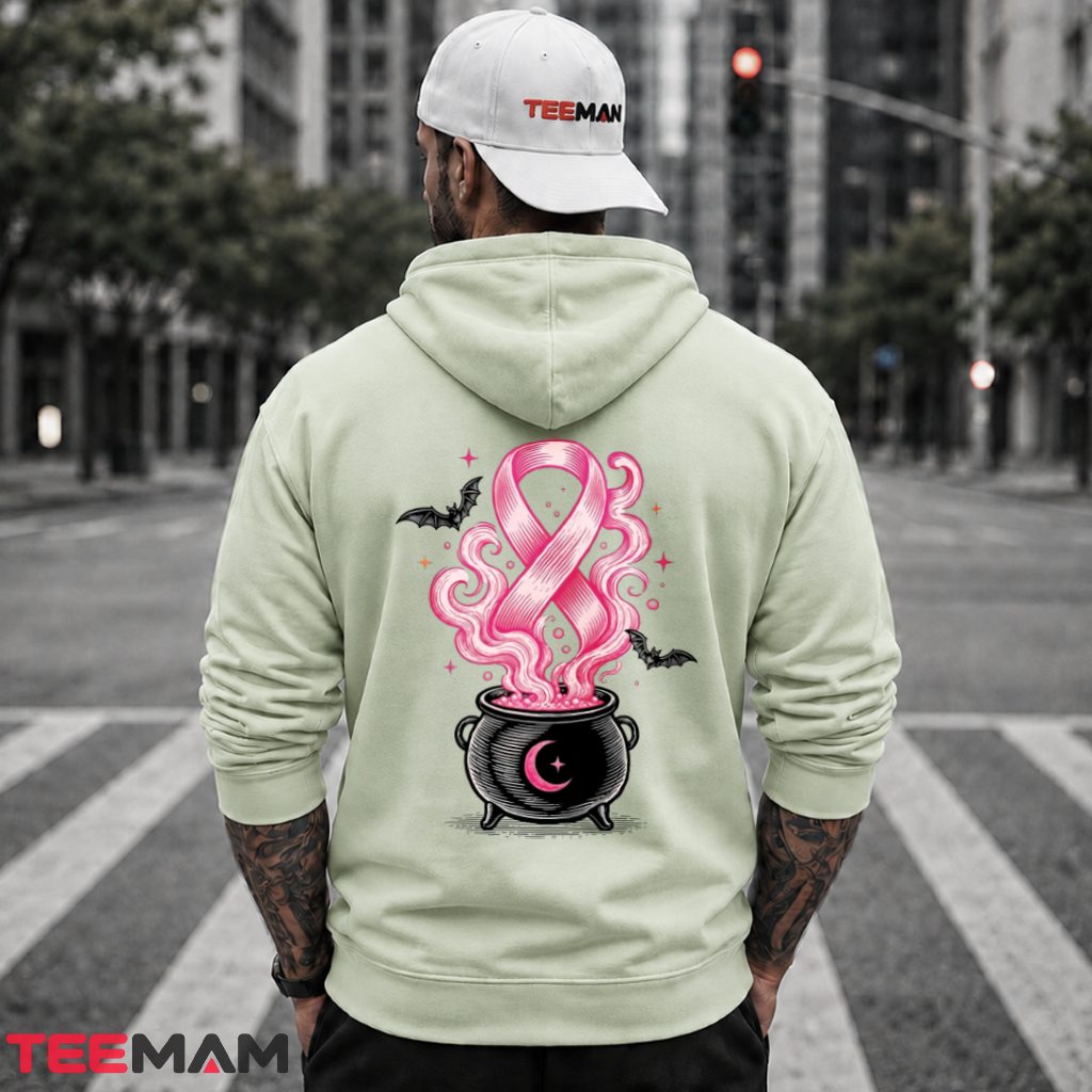 Witch Cauldron Pink Ribbon Smoke Bats Hoodie Witch Cauldron Pink Ribbon Smoke Bats Hoodie