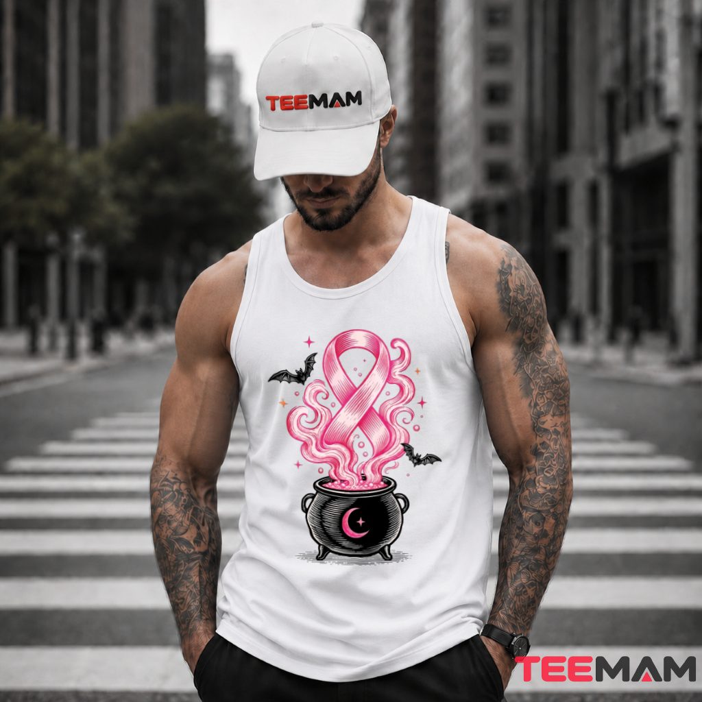 Witch Cauldron Pink Ribbon Smoke Bats Tank Top Witch Cauldron Pink Ribbon Smoke Bats Tank Top