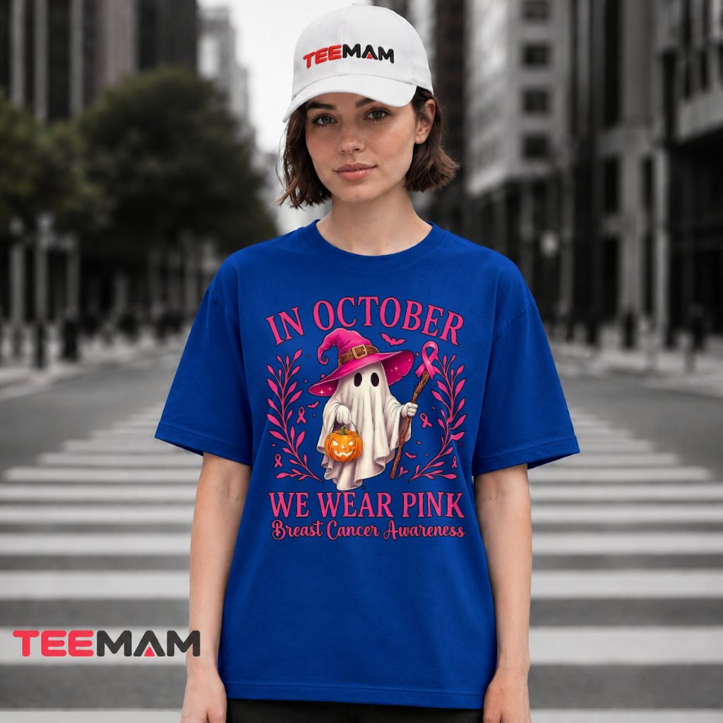Witch Ghost Pumpkin Basket October Pink T-Shirt