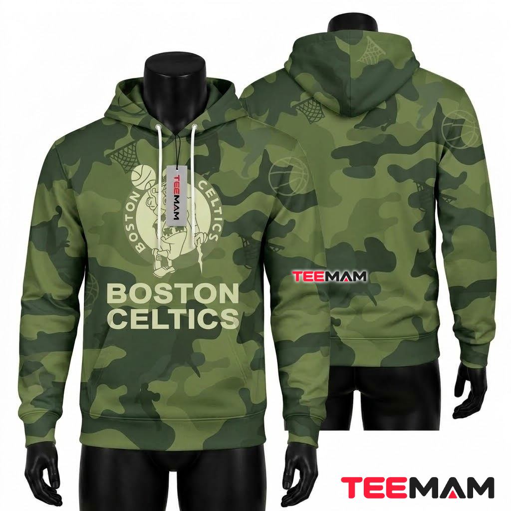 Boston Celtics 3D Hoodie Green Black Monogram Pattern Boston Celtics 3D Hoodie Green Black Monogram Pattern