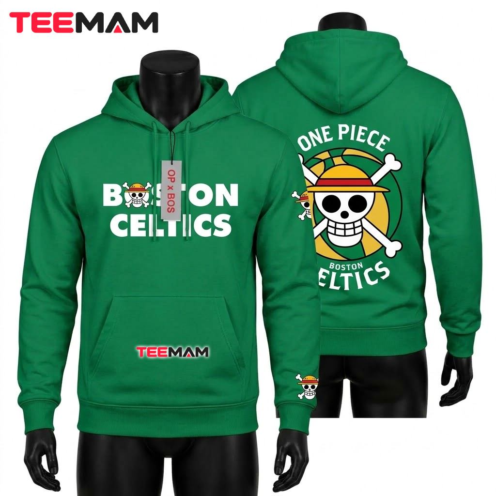Boston Celtics 3D Hoodie One Piece Skull Green