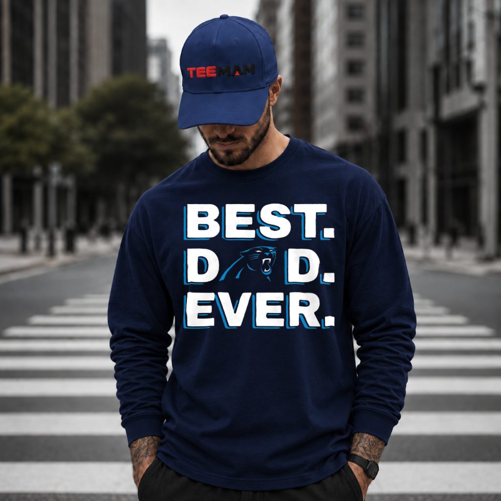 Carolina Panthers Best Dad Ever Block Letters Logo Long Sleeve Carolina Panthers Best Dad Ever Block Letters Logo Long Sleeve
