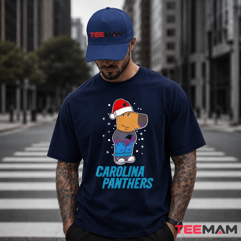 Carolina Panthers Chill Guy Santa Hat Christmas T-Shirt