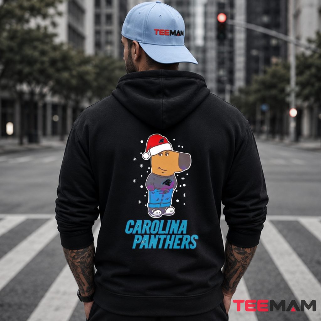 Carolina Panthers Chill Guy Santa Hat Christmas Hoodie Carolina Panthers Chill Guy Santa Hat Christmas Hoodie